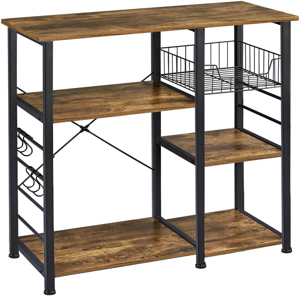 Yaheetech 4-Tier Bakers Rack,Microwave Stand for Coffee Bar,Rustic Brown