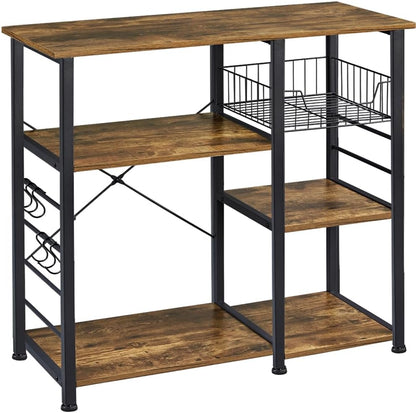 Yaheetech 4-Tier Bakers Rack,Microwave Stand for Coffee Bar,Rustic Brown