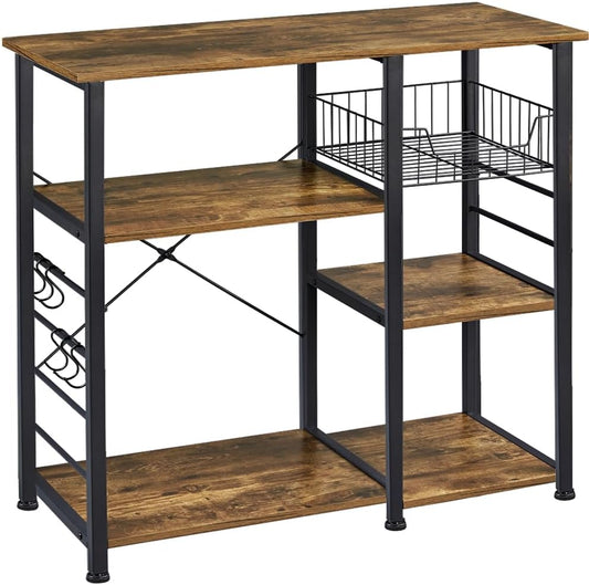 Yaheetech 4-Tier Bakers Rack,Microwave Stand for Coffee Bar,Rustic Brown