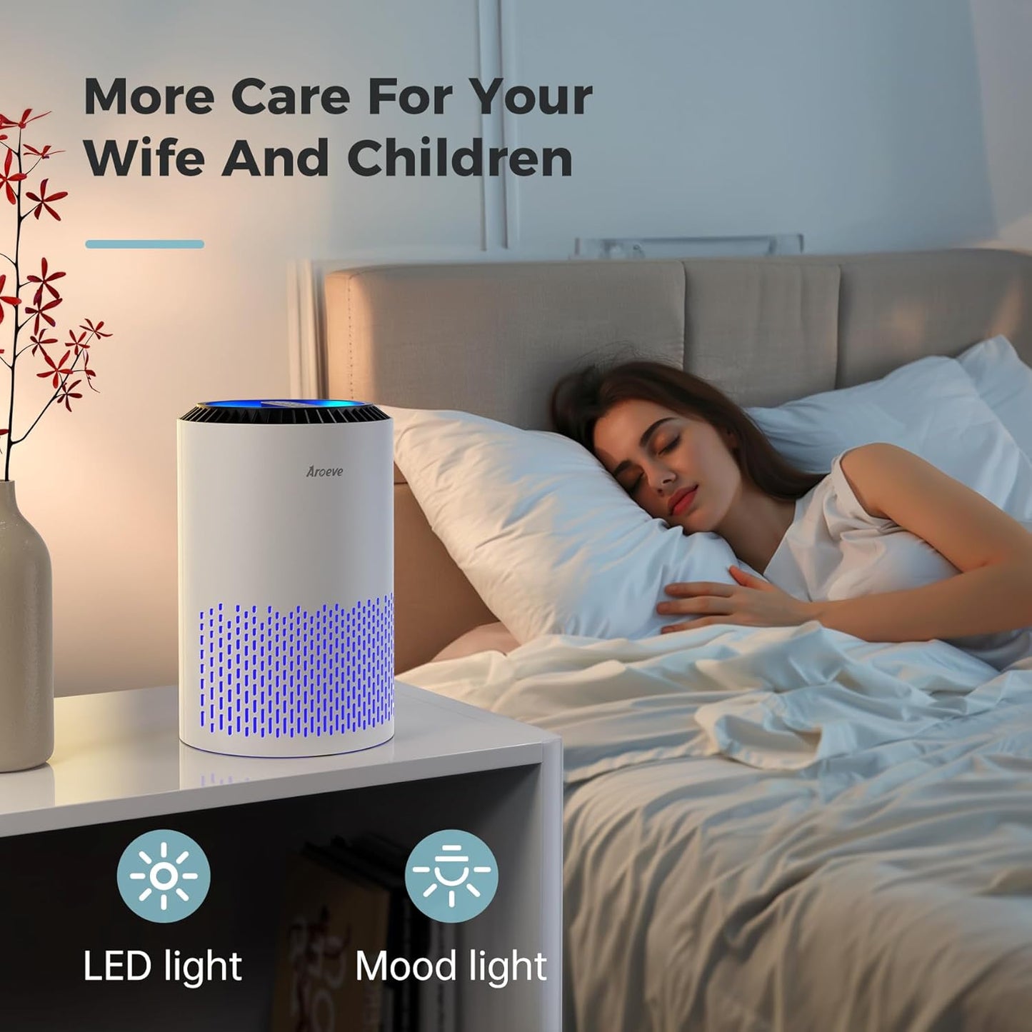 Air Purifiers for Bedroom with Sleep Mode Speed Control-Mk01A(White)