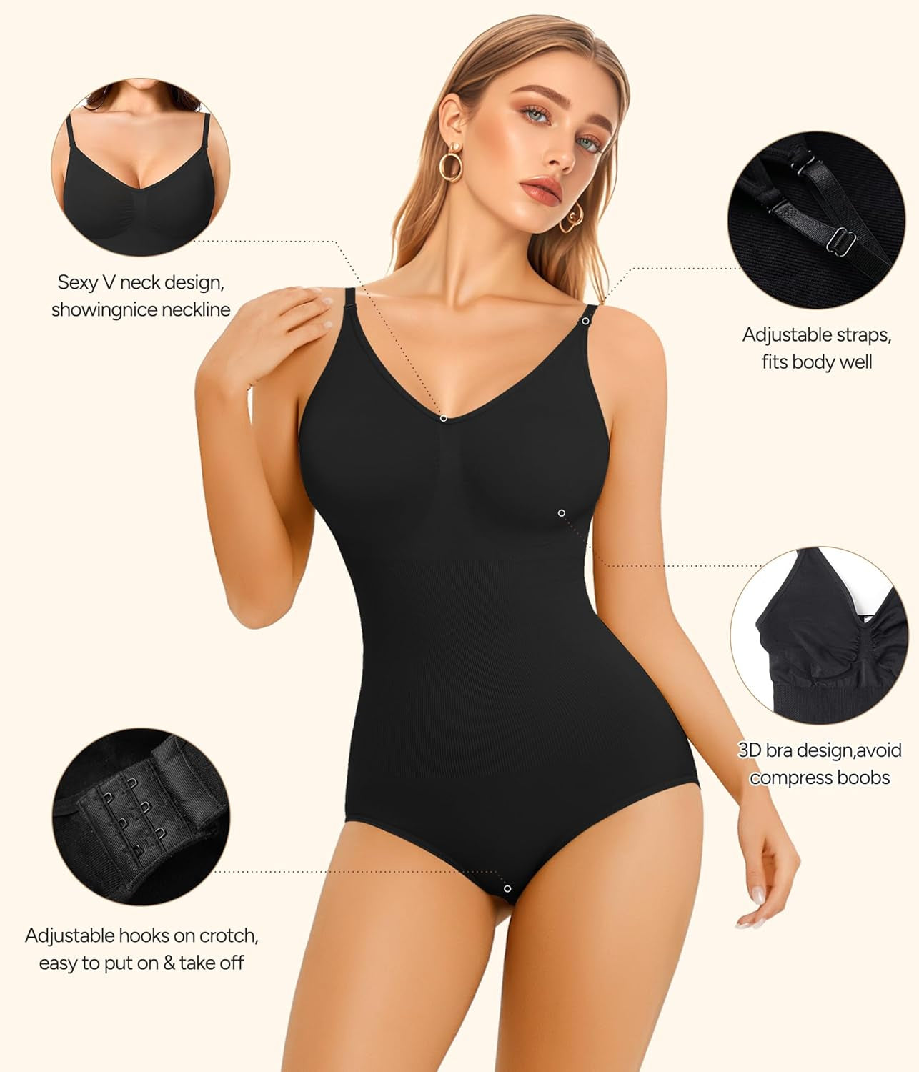 Women'S Slimming Bodysuits Shapewear Tummy Control Body Shaper