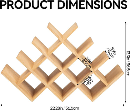 Wood Wine Rack, 13-Bottle 4-Tier Countertop Holder, Natural, 4-NA