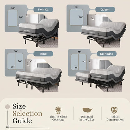 Sven & Son Classic Adjustable Bed Base, Head and Foot Lift, Massage, Under-Bed Lights, USB, Gel Memory, Zero Gravity Smart Frame - King + 14 Inch Hybrid Spring Matt (Medium Soft)