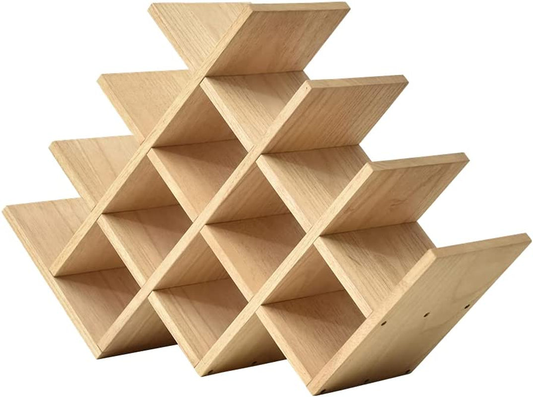 Wood Wine Rack, 13-Bottle 4-Tier Countertop Holder, Natural, 4-NA